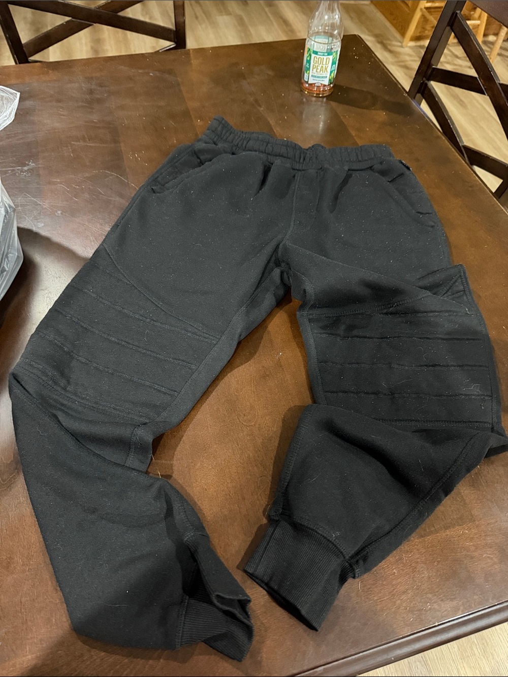 Men's Black Jogger Pants with Ribbed Knee Panels